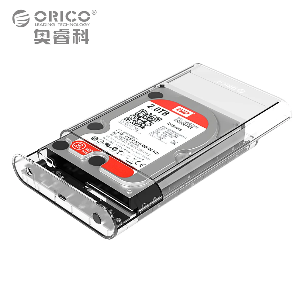 Orico 3.5 Inch Transparent Type c HDD Enclosure Case USB 3
